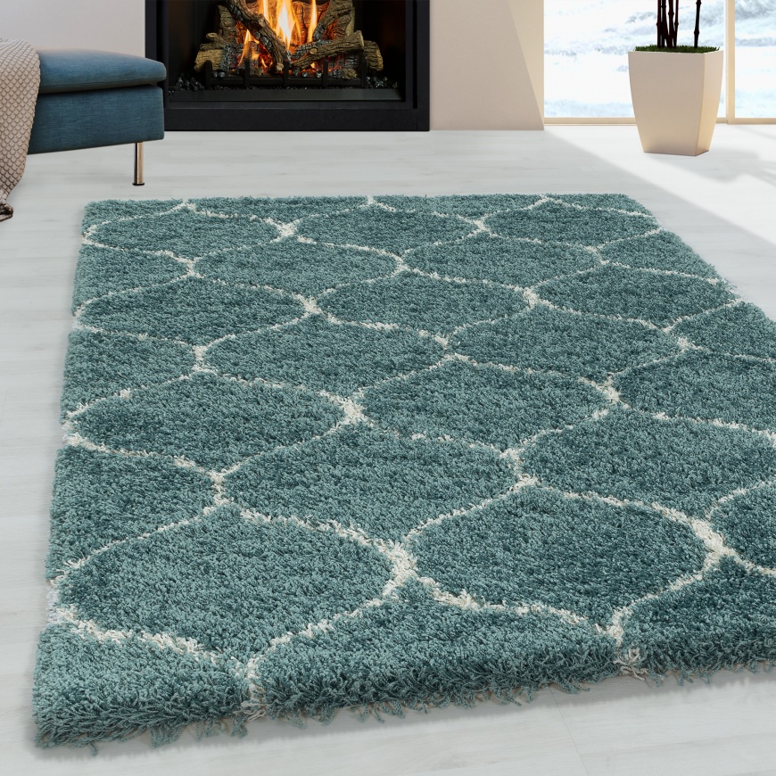 Salsa Shaggy Contemporary Blue Rug